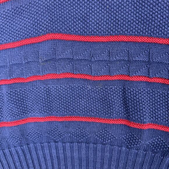 Bar Harbor Knits Sweater Mens XL Blue Red Striped Cotton Crewneck Made in USA - Picture 3 of 11